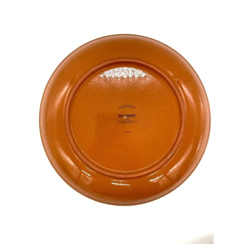 Pier 1 Via Hand Painted Set of 2 Terracotta Dinner Plates Portugal